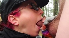 She Sucks His COck ANd Licks His Bootyhole In Public