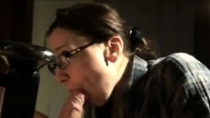 Perfect Blowjob Hot Chick with Glasses