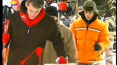 Two gay studs take a break to blow rods and pack asses before going skiing