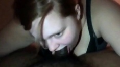 White girl pleasing her black boyfriend by sucking his BBC