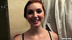 Sexy redheaded girlfriend gets caught masturbating in the shower